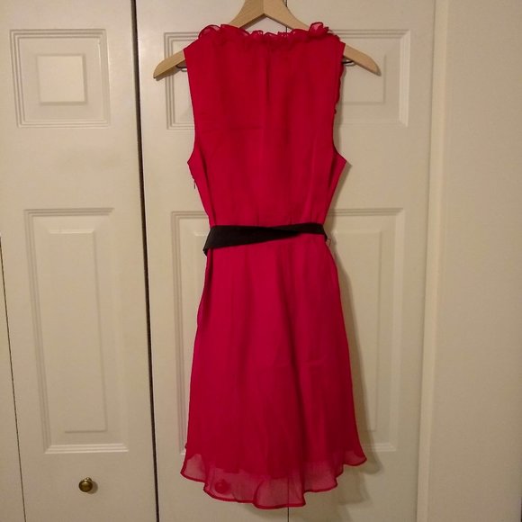 Modcloth Red Ruffled Dress with Black Sash - Picture 2 of 6